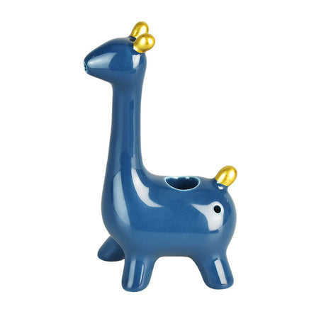 Art of Smoke Ceramic Giraffe Pipe, Blue, 5.5" with Carry Bag - Front View