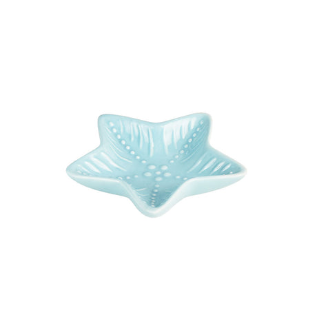 Art of Smoke Mermaid Ceramic Pipe in blue with star-shaped dish, compact design, top view