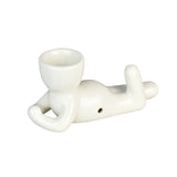Art of Smoke Ceramic Pot Head Pipe, Novelty Design, Portable Size, Side View on White Background
