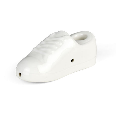 Art of Smoke Sneaker-shaped white ceramic pipe with carry bag, compact and novelty design