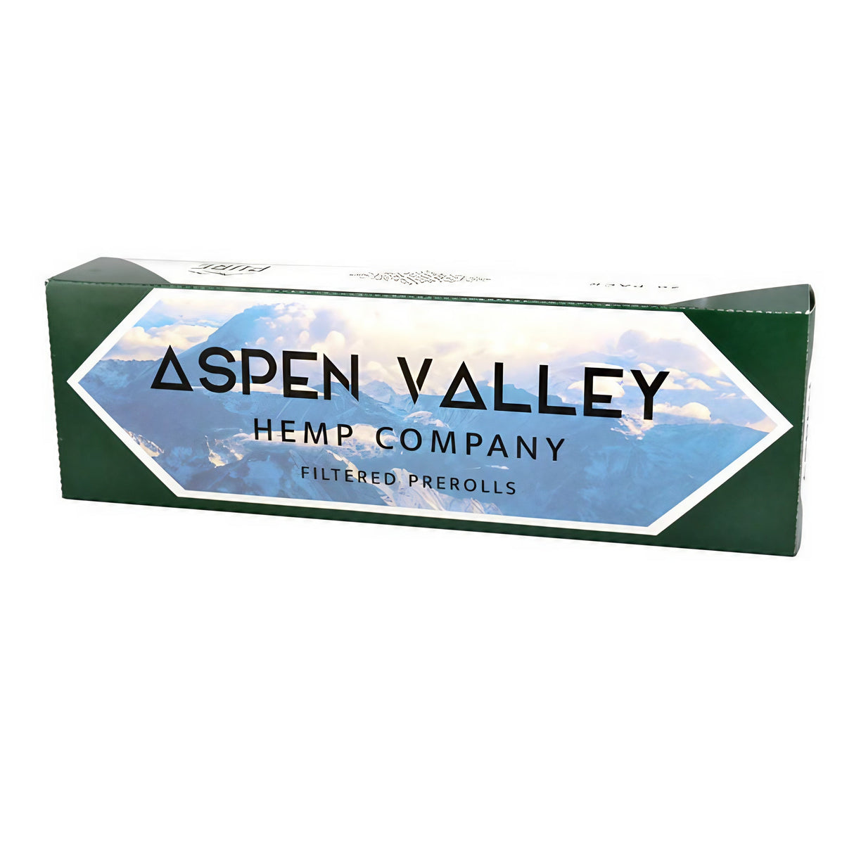 Aspen Valley CBD Hemp Filtered Pre-rolls Carton, Front View, Portable Medium Size, USA Made