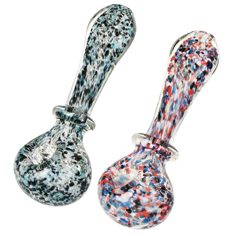 Asteroid Field Fritted Glass Spoon Pipes, 4.75" length, for dry herbs, side view