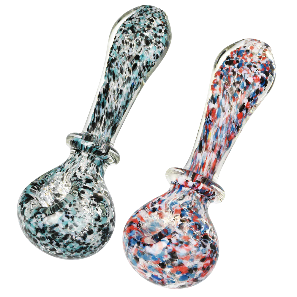 Asteroid Field Fritted Glass Spoon Pipes, 4.75" length, for dry herbs, side view