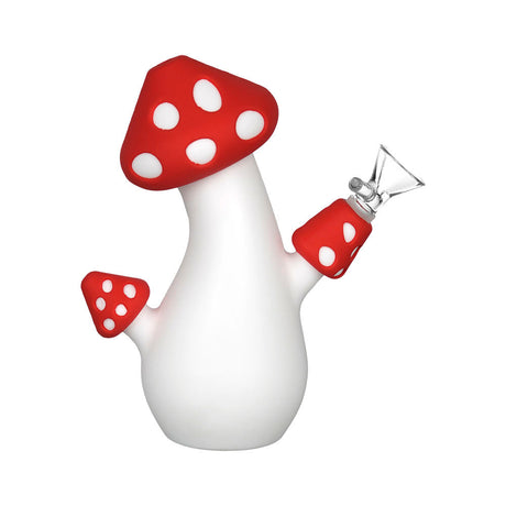 Aware Amanita Silicone Water Pipe, 6.5" height, 14mm female joint, mushroom design, front view