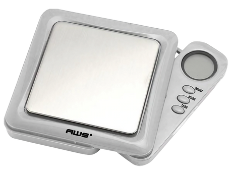 AWS Blade Style Digital Scale in Silver with Tray, 100g x 0.01g, Portable Compact Design