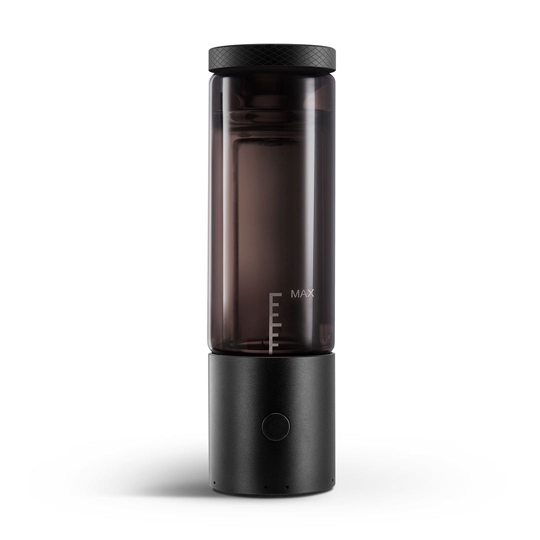 Cloudious 9 Carti 9 vaporizer part, front view, with a sleek black design and clear borosilicate chamber