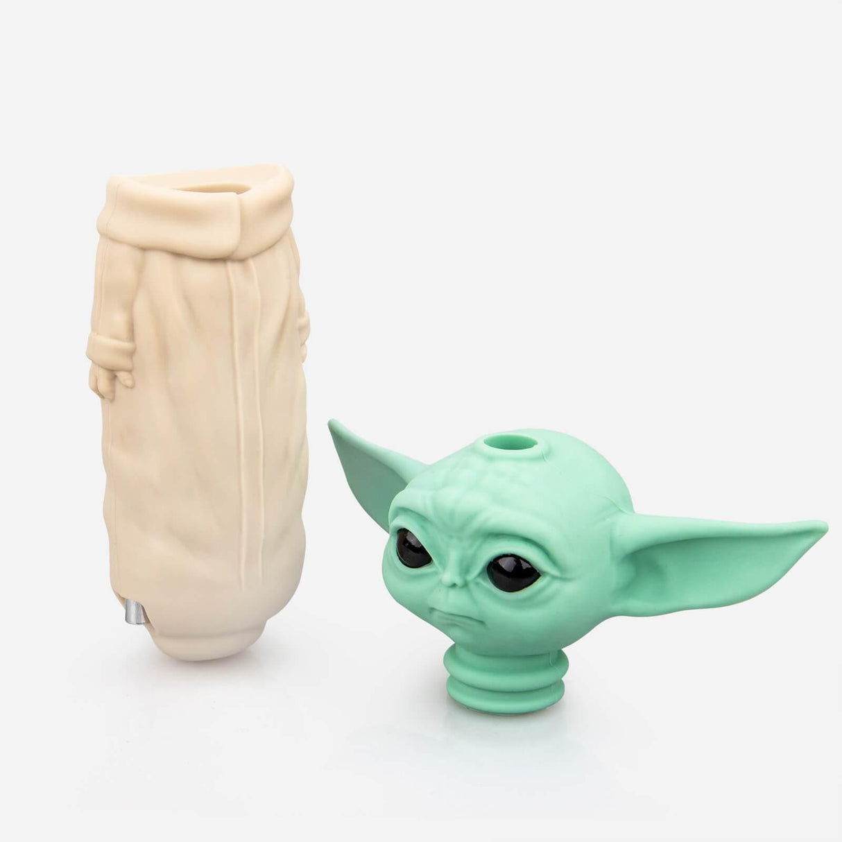 PILOT DIARY Baby Yoda Silicone Hand Pipe, 4.5" length, for Dry Herbs and Concentrates