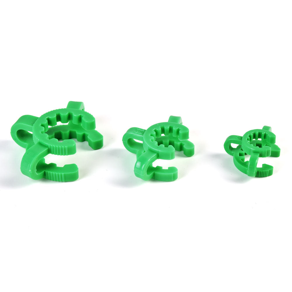 Pack of 25 small green plastic joint clips for bongs and dab rigs, portable and compact design