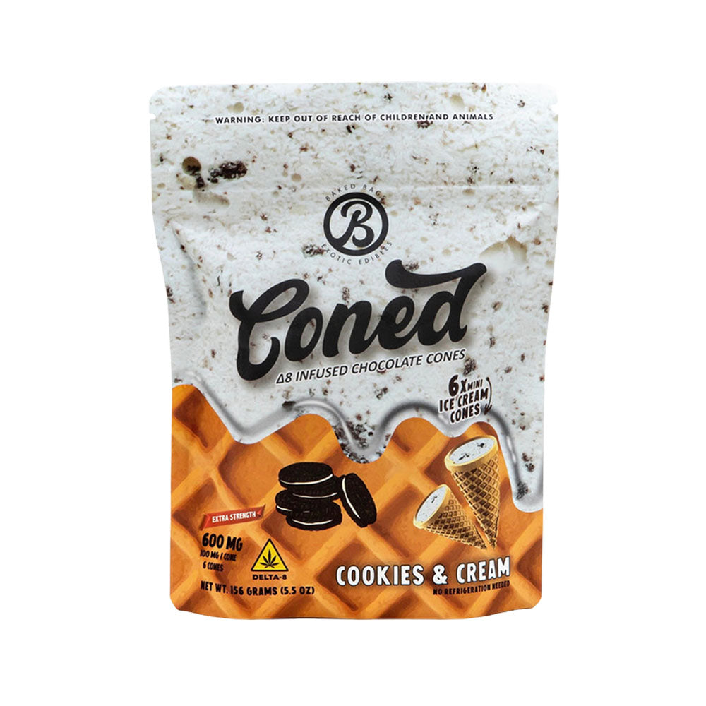 Baked Bags Coned Delta 8 Infused Treat in Cookies & Cream Flavor, 600mg - Front View