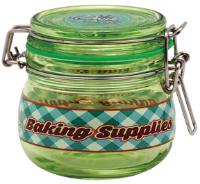 Large Borosilicate Glass Jar with Closable Lid for Dry Herbs, Front View on White Background