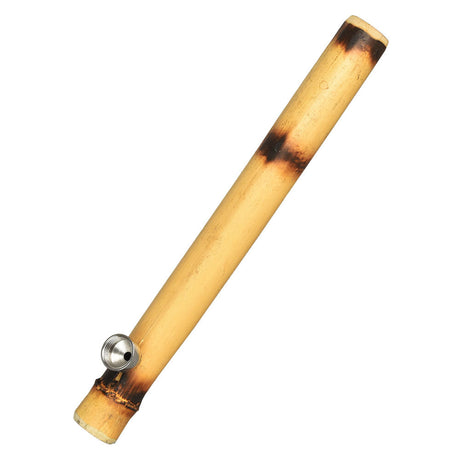 Bamboo Steamroller Pipe with Metal Bowl for Dry Herbs, Medium Size, Top View