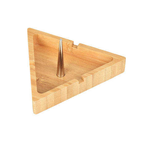 Bamboo Triangular Spiked Ashtray, 4" x 4.5", Eco-Friendly Design with Spike for Dry Herbs
