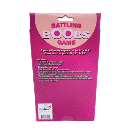 Battling Boobs Inflatable Game packaging, fun & novelty PVC home game, pink background