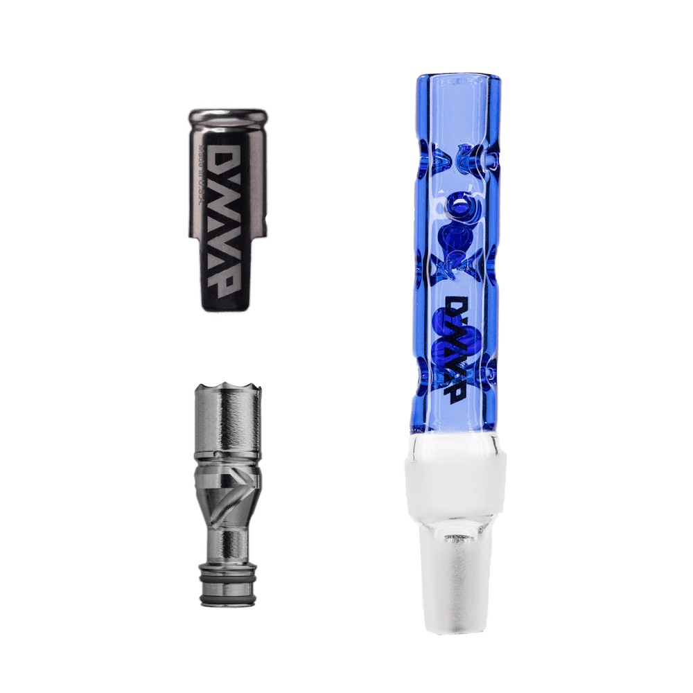 DynaVap BB6 Vaporizer with blue glass accents and modular design, front view on white background