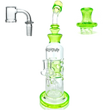 AFM Glass 12" Aurora Quad Showerhead Dab Rig with Quartz Banger Bundle, Front View