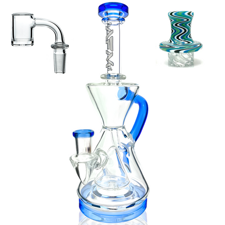 AFM 9" Magnolia Color Lip Recycler Dab Rig Bundle with Quartz Banger & Carb Cap