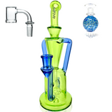 AFM Poppy Color Glass Recycler Dab Rig with Quartz Banger & Carb Cap, Front View