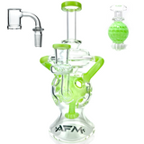 9" AFM Swiss Glass Recycler Dab Rig in Green with Quartz Banger & Carb Cap