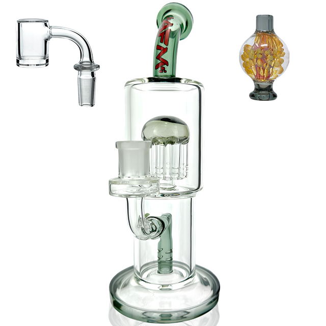 AFM Hot Rod Charlie Glass Dab Rig with Quartz Banger & Carb Cap, Borosilicate Glass, 9.5 inch