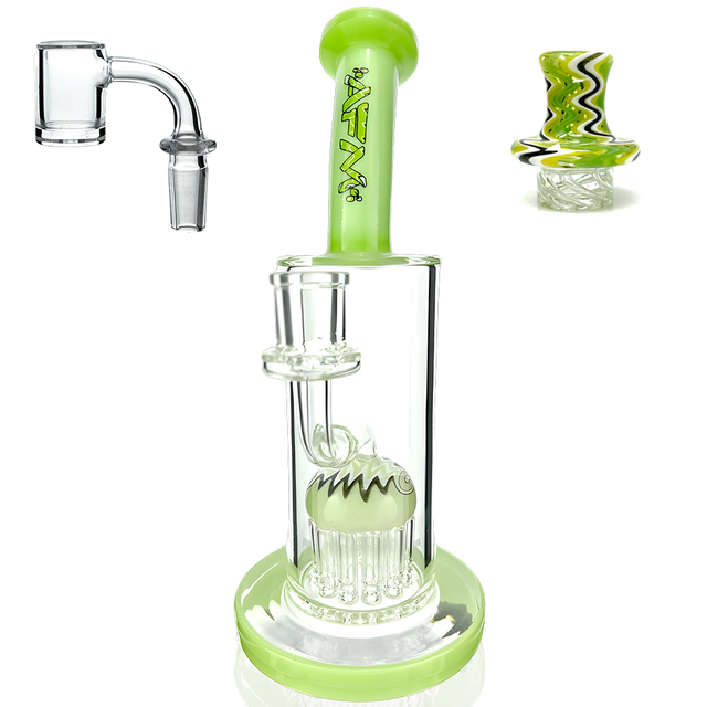 AFM Glass 10" Reversal Arm Perc Dab Rig with Quartz Banger & Carb Cap, Borosilicate