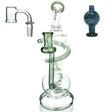 AFM Glass Swirly Wiry Recycler Dab Rig with Quartz Banger & Carb Cap, front view