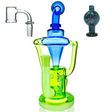 AFM Glass 10" Palermo Double Recycler Dab Rig in Neon Green & Blue with Quartz Banger