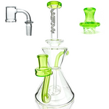 AFM 8.5" Tulip Clear Glass Recycler Dab Rig with Quartz Banger & Carb Cap, Borosilicate