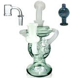 AFM 7.5" Swiss Double Color Glass Recycler Dab Rig with Quartz Banger, Front View