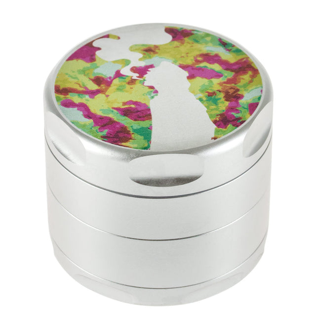 Beach Bum 4-Piece Aluminum Grinder 55mm with Colorful Top Design - Front View