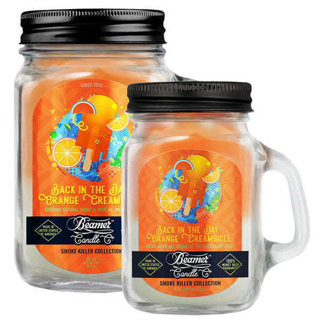 Beamer Candle Co. large mason jar candles, Orange Creamsicle scent, displayed front view