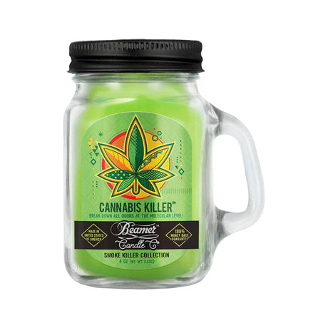 Beamer Candle Co. Cannabis Killer soy wax blend candle in mason jar, front view on white background