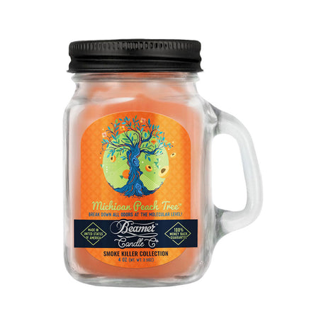 Beamer Candle Co. Michigan Peach Tree scented soy wax blend candle in mason jar