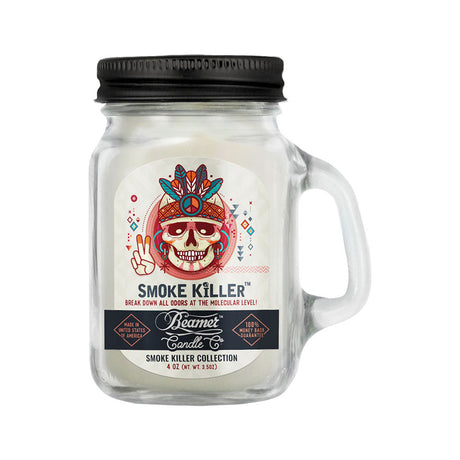 Beamer Candle Co. Smoke Killer Soy Wax Candle in Mason Jar, Large Size, Front View