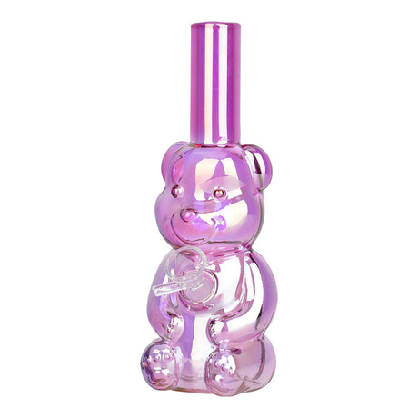 Bear Buddy Electroplated Water Pipe in Assorted Colors, 6" Tall, 10mm Female Joint, Novelty Design