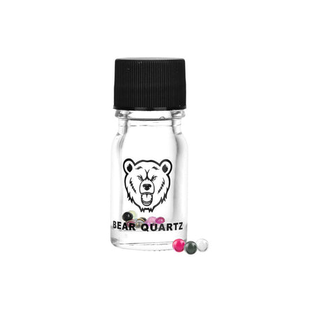 Bear Quartz 3mm Terp Pearls in transparent Iso Jar, assorted colors, front view