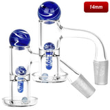 Bear Quartz Slurper Banger Set with Blue Marbles for Dab Rigs, 14mm Male Joint, Front View