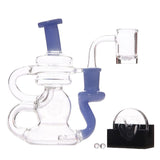 Bear Quartz BQ Cycler Recycler Dab Rig with Box Set, 5.5" clear borosilicate glass, 14mm female joint