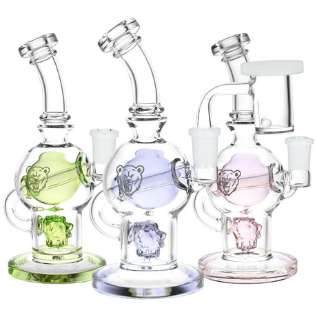 Bear Quartz BQ Sphere Dab Rig Box Set in various colors, 7" tall, 14mm female joint, front view
