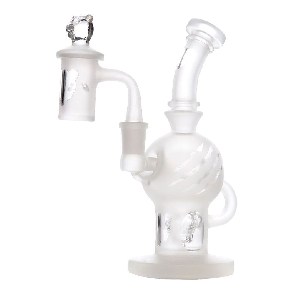 Bear Quartz Worked Sphere Dab Rig, 7" with Percolator, 14mm Female Joint, Side View