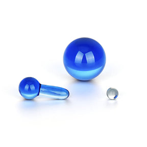 Bear Quartz Hanging Pillar Terp Marble Set for Bongs, Blue Quartz, Front View