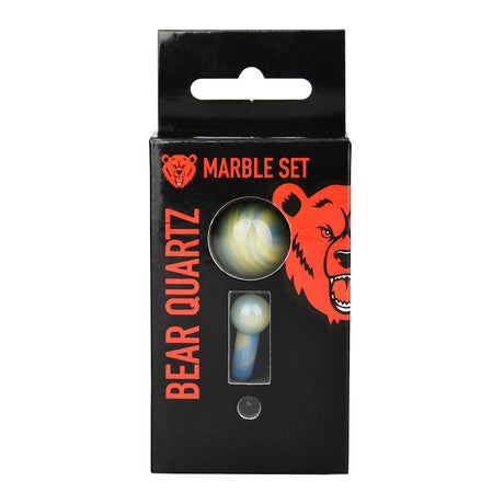 Bear Quartz Hanging Pillar Terp Marble Set for Bongs, Front View Packaging