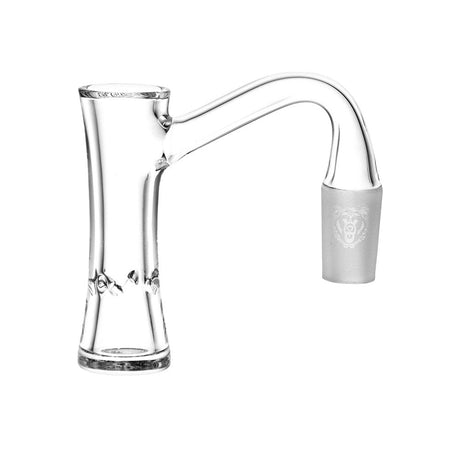 Bear Quartz Lowrider Hourglass Banger, 14mm Male Joint, 90 Degree View on White Background
