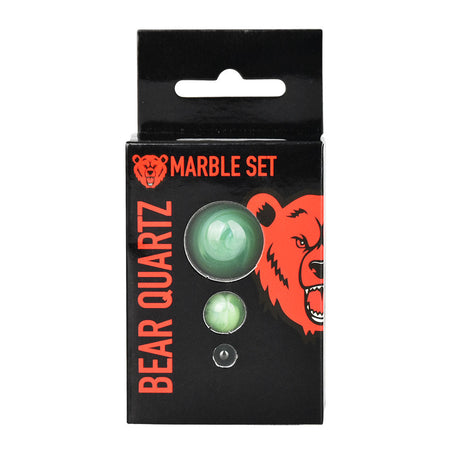 Bear Quartz Marble Set for Dab Rigs, featuring 12mm, 22mm, 6mm quartz marbles in packaging