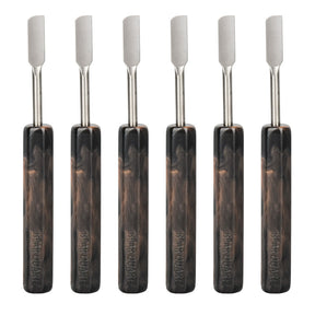 Bear Quartz Resin Handle Flat Tip Dab Tools, 4.5" 6pc Set, Front View on White Background