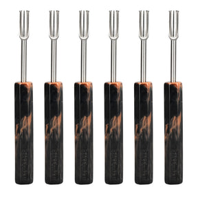 Bear Quartz Resin Handle Dab Tools with Scoop Tips, 4.5" Length, 6pc Set on White Background