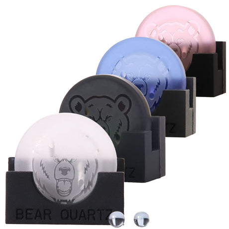 Bear Quartz V2 Spinner Disk Cap Set in various colors, front view, ideal for dab rigs, 40mm