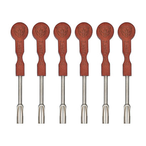 Bear Quartz Wood Handle Scoop Tip Dab Tools, 5.25" length, 6-piece set on white background