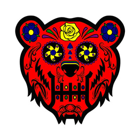 Bear Quartz x moodmats Bear Candy Red Dab Mat with vibrant novelty design, medium size, front view
