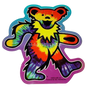 Colorful Grateful Dead Tie-Dye Bear Vinyl Sticker in Bear Shape on White Background