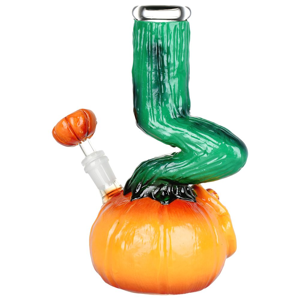 Bent Neck Scary Pumpkin 3D Painted Water Pipe | 10" | 14mm F